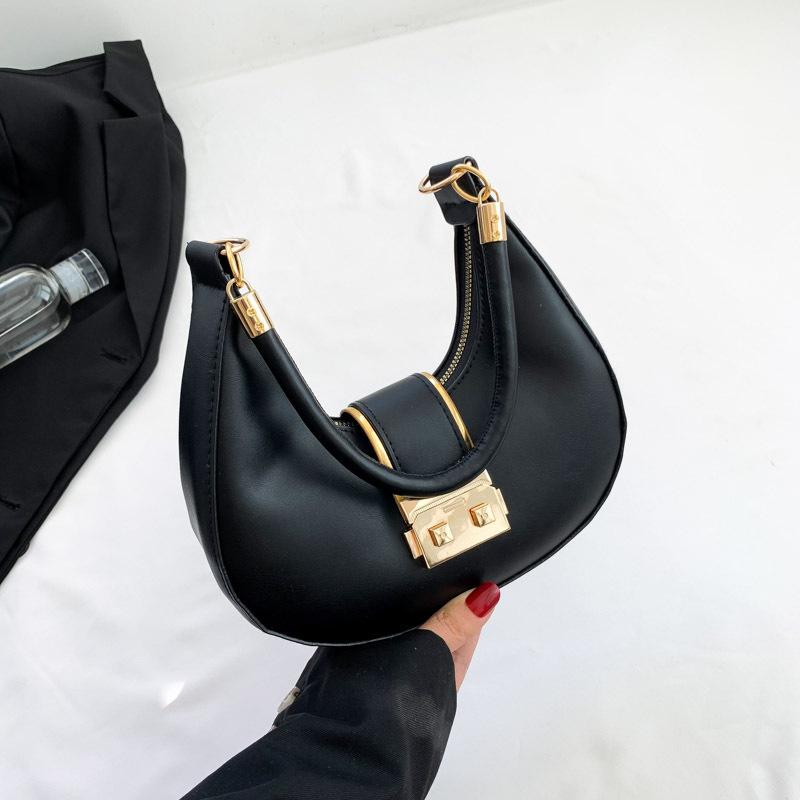 Simple and Fashionable Underarm Women's Bag with Unique Design for Commuting, Single-shoulder Crescent-shaped Bag