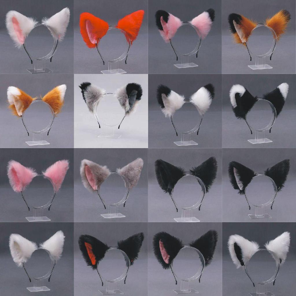 Diadema y pinzas con orejas de animales: Gato, zorro, perro lobo con cascabeles: accesorios para el cabello de cosplay para mujeres.
