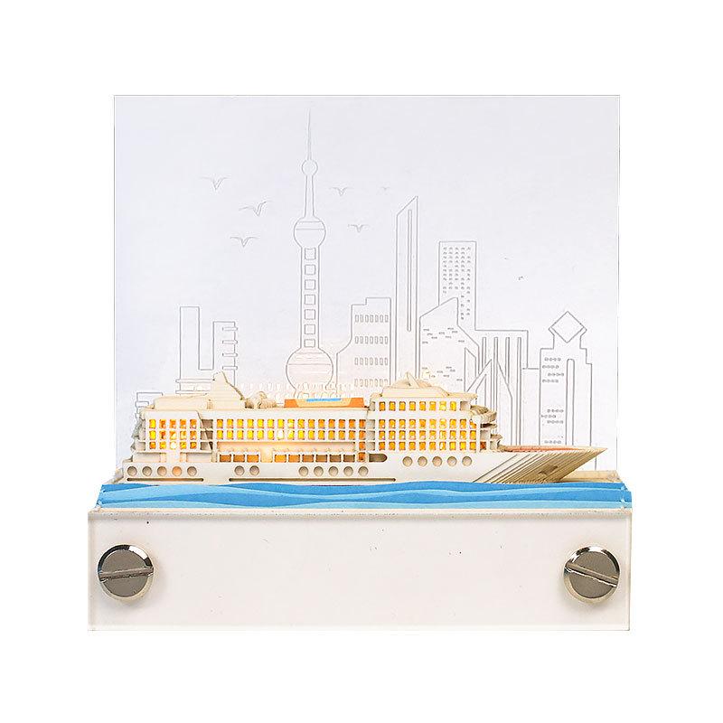 3D Cruise Ship Paper Sculpture Sticky Notes - Creative Gifts & Office Decor