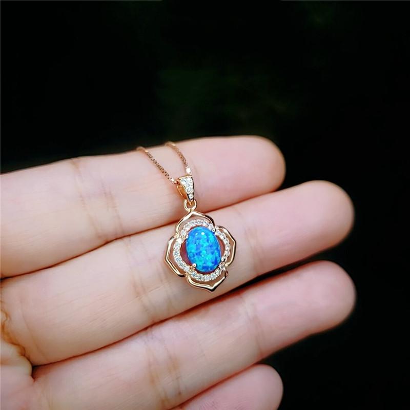 Fashion Sun Flower Pendant Necklace For Women Charm Rose Gold Color Crystal Zircon Imitation Opal Necklace Jewelry Drop Shipping