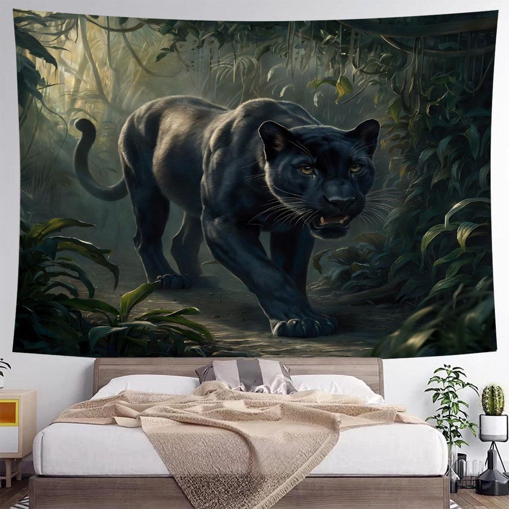 Animal oil painting tapestry, tiger lion elephant wolf, art decoration, wall hanging, hippie, home background cloth, bedroom