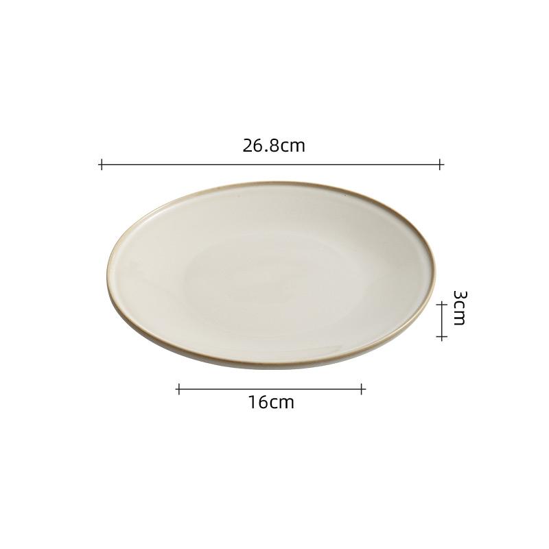 Rice Yellow Kiln Changes Flat Plate Ceramic Salad Plate Pasta Plate Steak Plates Dessert Snack Plates Hotel Specialty Tableware