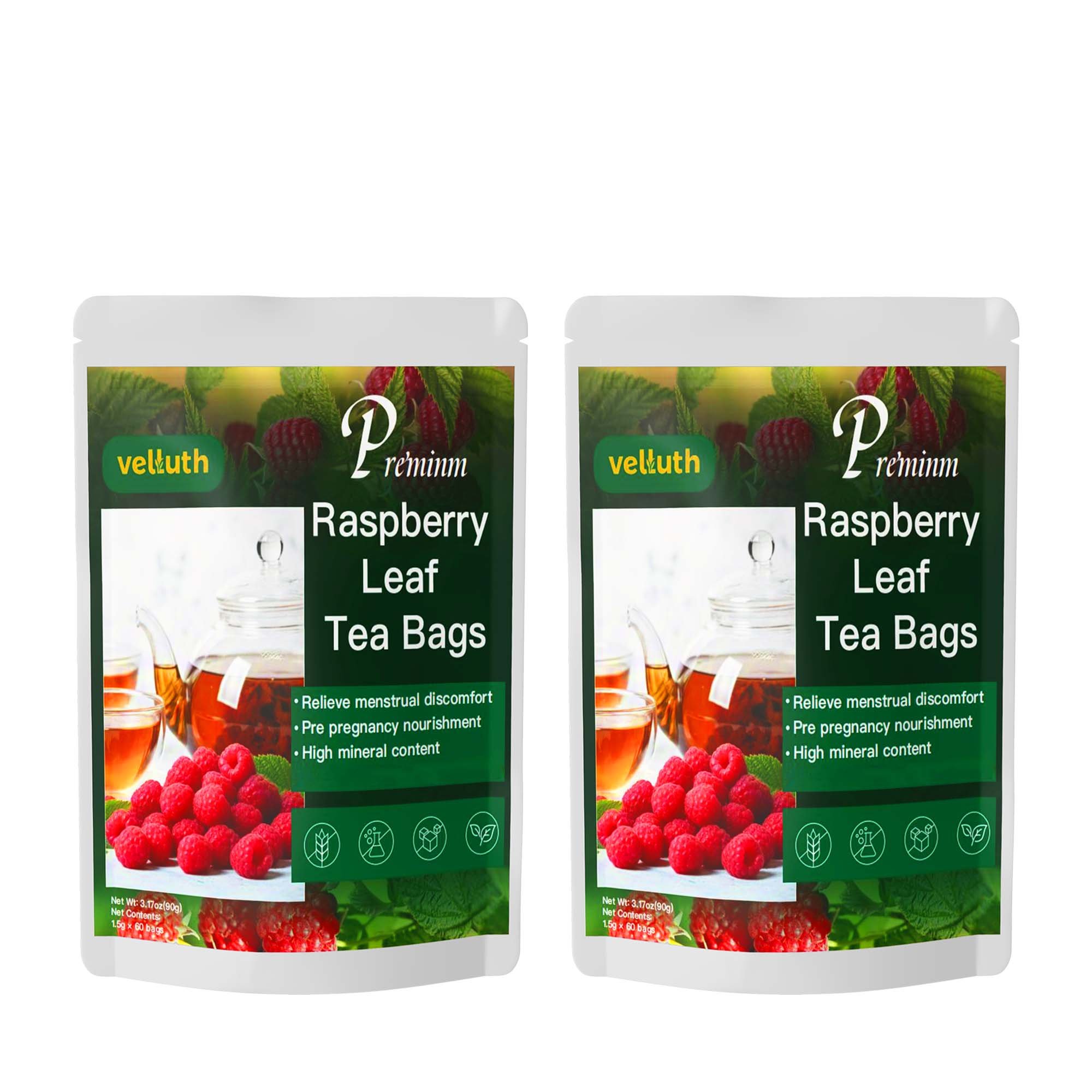 120 bags-Raspberry leaf tea bag midwifery and menstrual herbal tea, suitable for pregnancy and postpartum recovery 2 packs