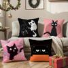 Cartoon Cat Surprise Accompanying Print Pillow Case Comfort Sofa Bed Silky Elegant Invisible Zipper Decorative Cushion Cover