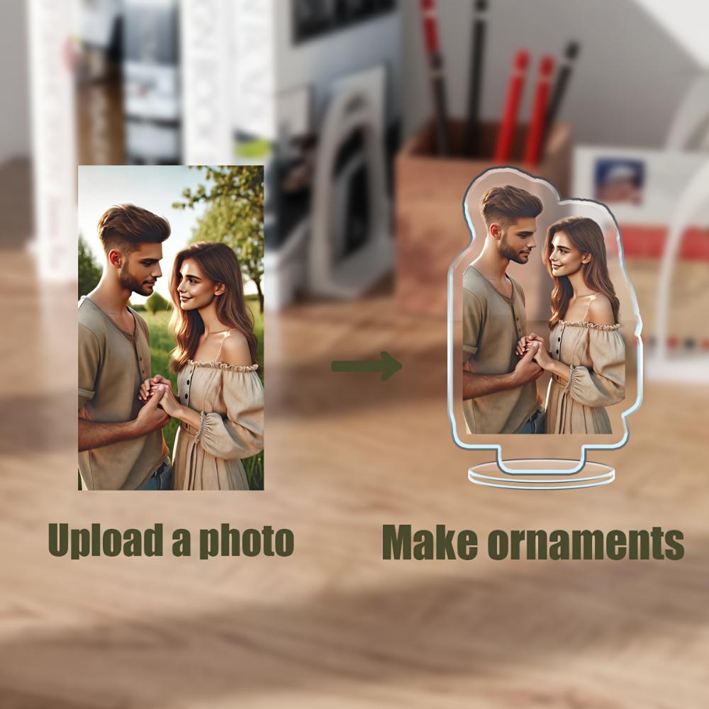 Benutzerdefinierte flache 2D-Fotoornamente aus Acryl, doppelseitige personalisierte Sammlung, für Tischdekorationen im Innen- und Außenbereich, Heimdekoration, Geschenke