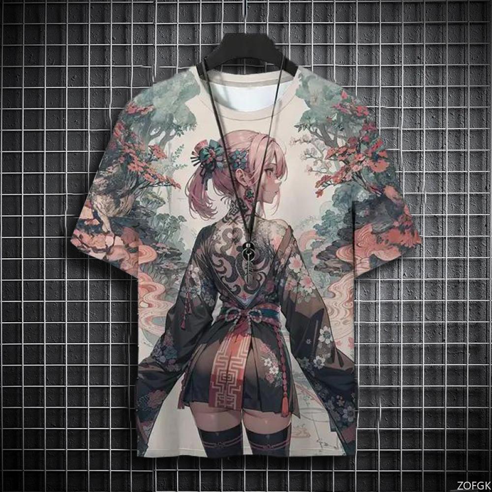 Summer Men's T-shirt Fashion Anime Tattoo Graphic Men's Streetwear Round Neck T-shirt Outdoor Casual Plus Size Tees Top Women Clothing