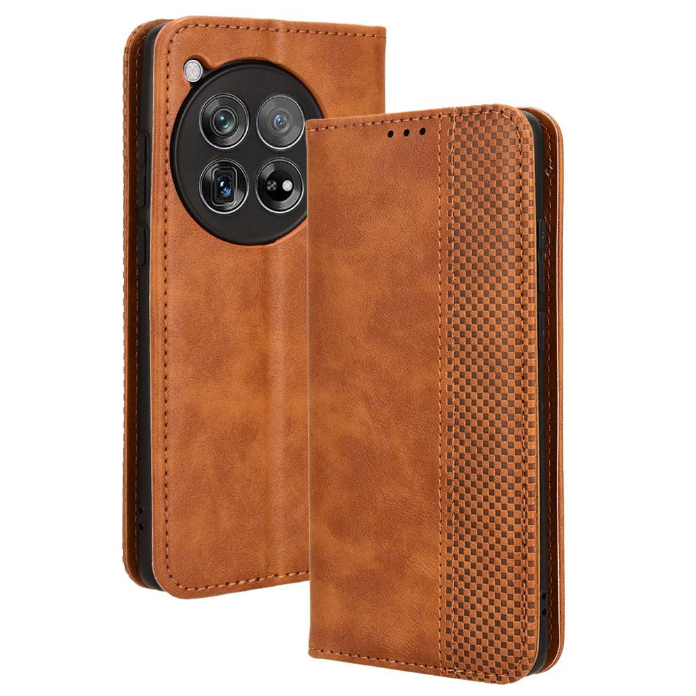 For OnePlus Ace 3 5G/12R 5G Retro Leather Case Magnetic Closing Phone Wallet Cover