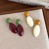 Trendy Temperament Geometric Contrasting Color Resin Drop Earrings for Women Winter Autumn Retro Stud Earrings Jewelry Accessory
