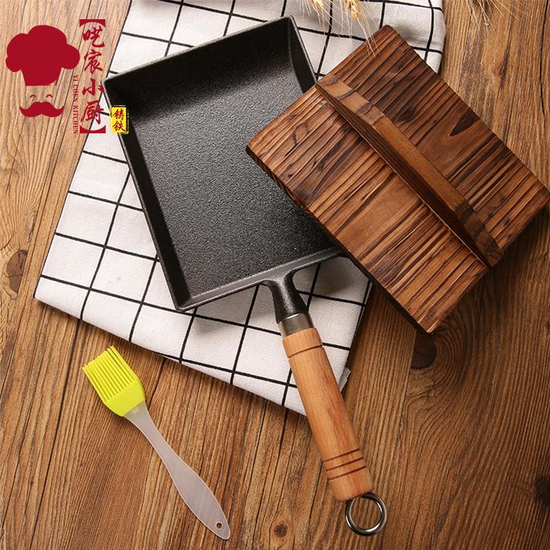 

Жарка Тамагояки Омлет Черный Антипригарное Сковорода Жарить Яичный Блин Кухонная Кастрюля Крышка Газовая Плита Индукционная Японский чугун