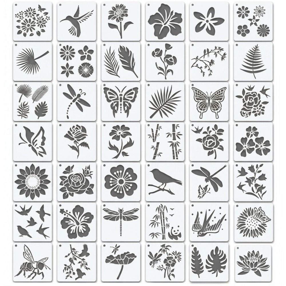 50 pezzi/set Set di Stencil Riutilizzabili Fai da Te per Pittura Modelli Vuoti per Pittura Stencil per Artigianato Creazione di Biglietti