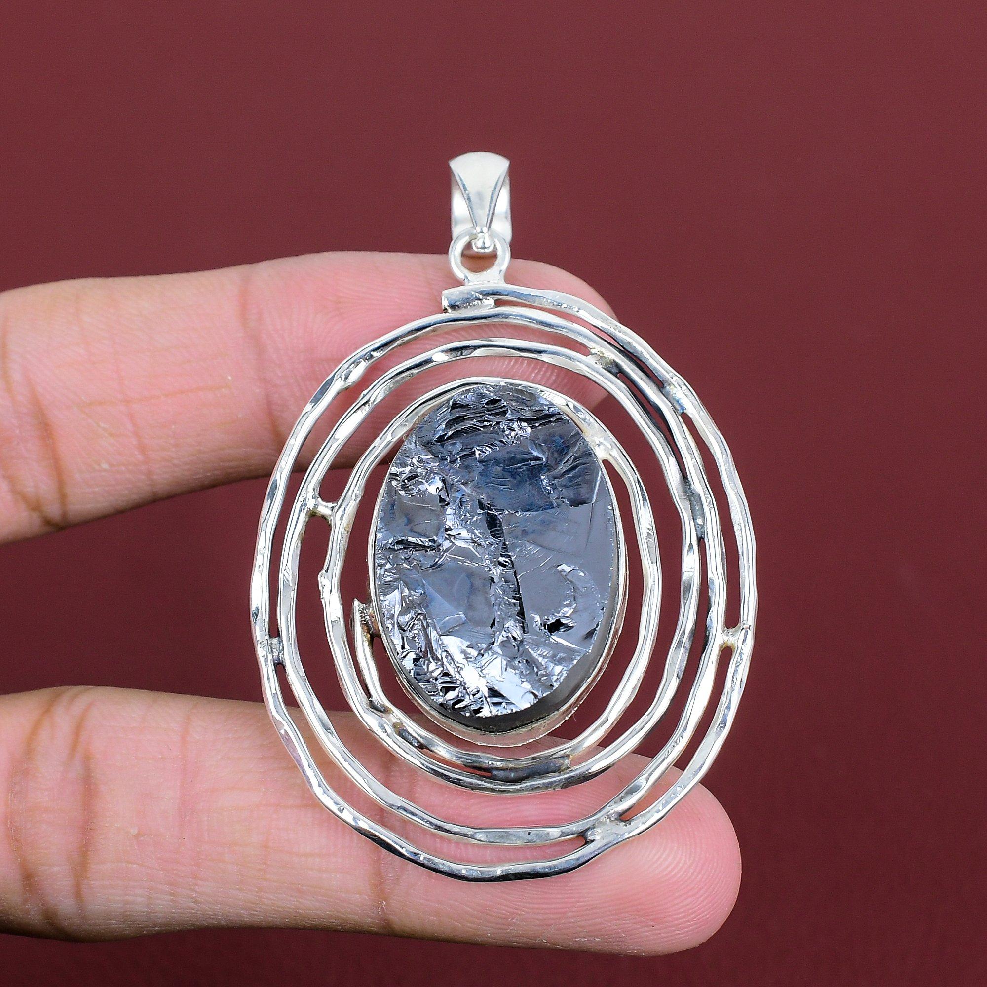 Shungite Rough Pendant Natural Gemstone Pendant 925 Sterling Silver Pendant Handmade Jewelry Unique Style Pendant Gifts For Him Boho Pendant