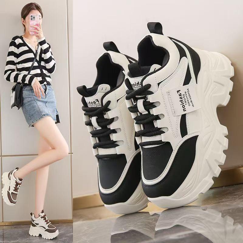 Damen Schuhe mit innerer Erhöhung 2025 Damen neue kleine Herbst dicksöhlige erhöhende lässige Dad Sportschuhe 8cm Muffin