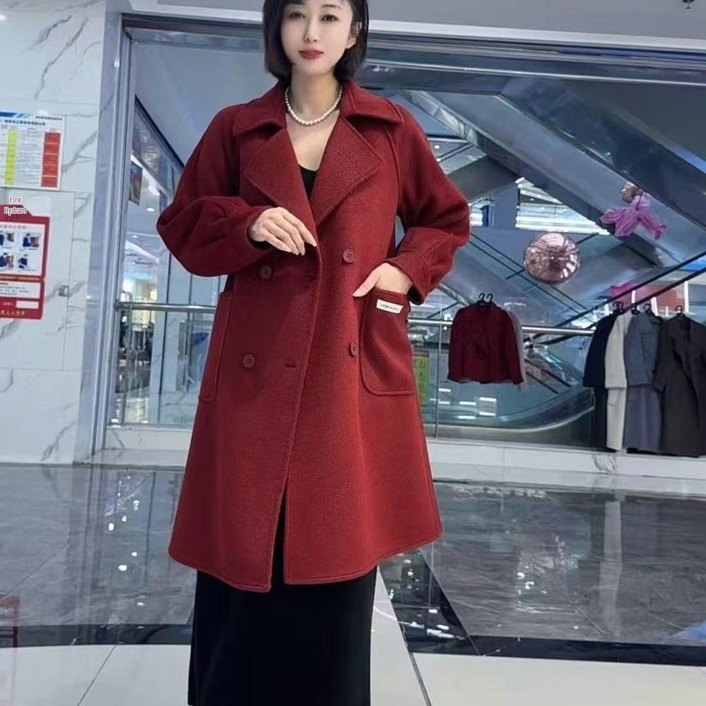 Spot 2025 Elegant Long Woolen Coat - Loose Mid-Length, Autumn/Winter Style