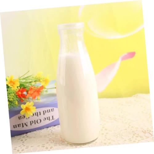 HOLIDYOYO 5-Piece 500ml Glass Milk Containers, Vintage Milk Bottles, Drink Containers, Fresh Milk Bottles, Mini Juice Bottles, Coladores, Small Bottle