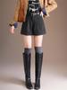 Plus Size Women's High Waist A-Line Woolen Shorts - Autumn & Winter, Loose Wide Leg, Bootcut, Slimming Fit