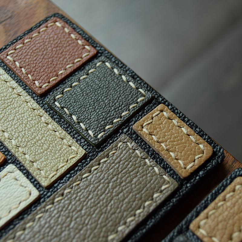 Mondrian Style Leather Handmade Bag Pendant Simple Personality Niche Art Women's Keychain
