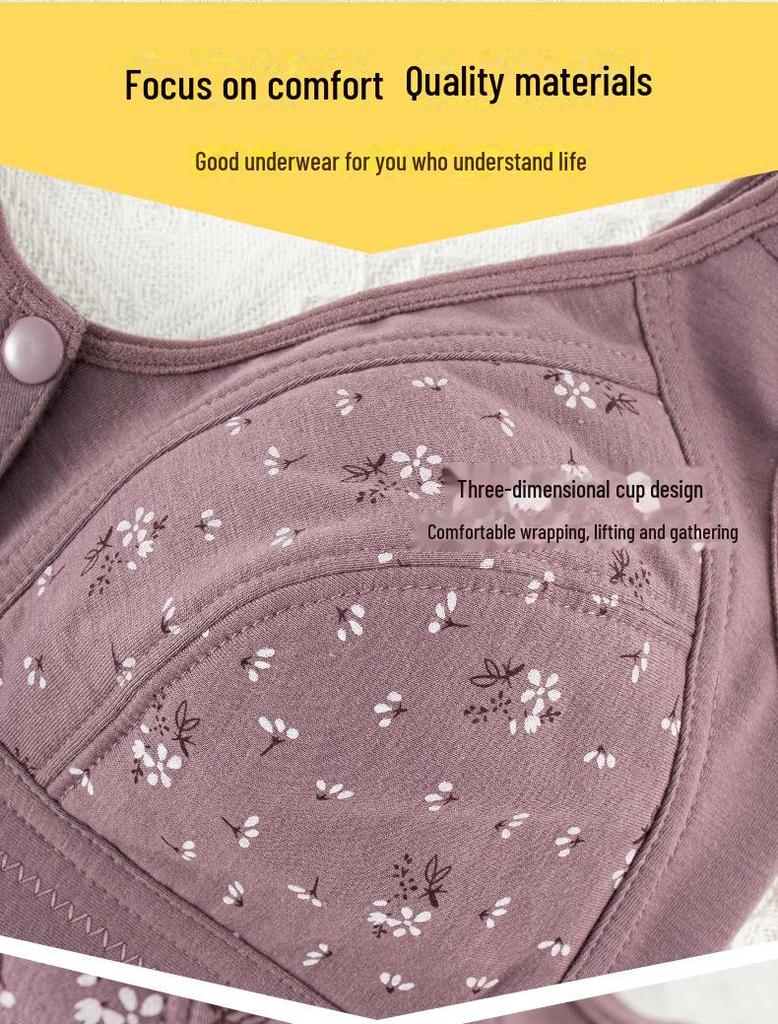 2024 Front Buckle Cotton Bras for Middle-Aged and Elderly Mothers - No Underwire, Vest Style, Supportive Fit