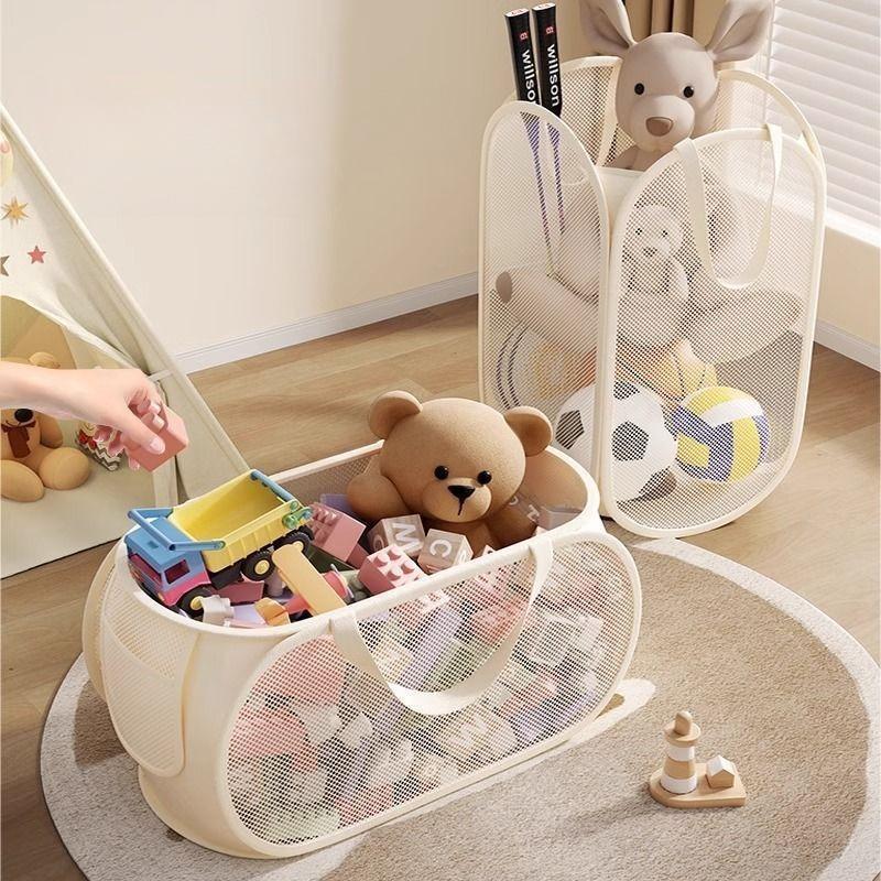 Portable Large Capacity Storage Bin - Multifunctional Toy Organizer for Plush Dolls, Household Laundry Hamper