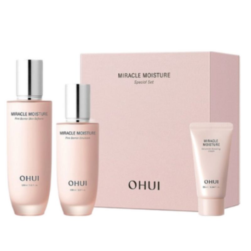 OHUI Miracle Moisture Pink Barrier Special Set (Skin Softener 150ml + Emulsion 100ml + Cream 25ml)