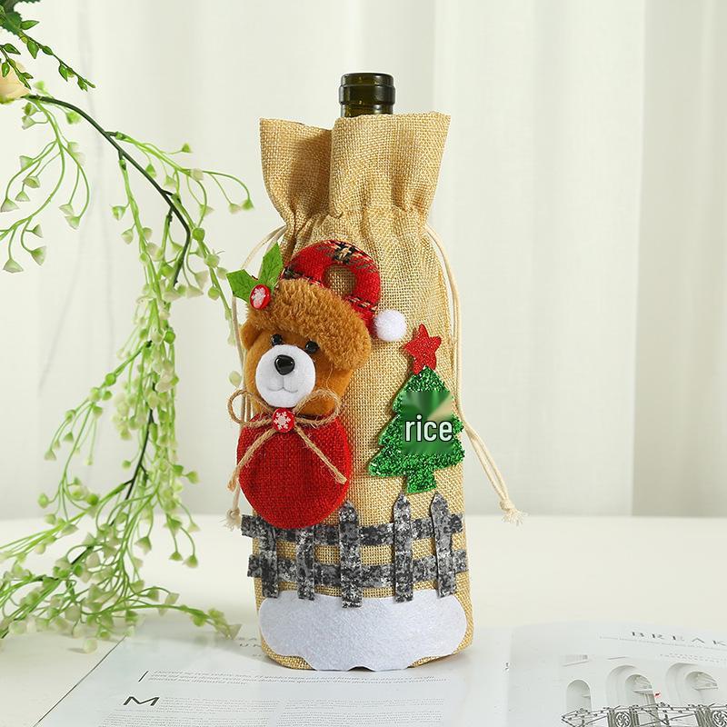 Festive Santa Claus Wine Bottle Cover & Christmas Party Decorations