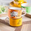 Coffee Cup Waterware Lucky Cat Dish Saucer Spoon Set Gift Box Japanese Green Handle Cartoon Tea Drinkware Home Kitchen Supplies