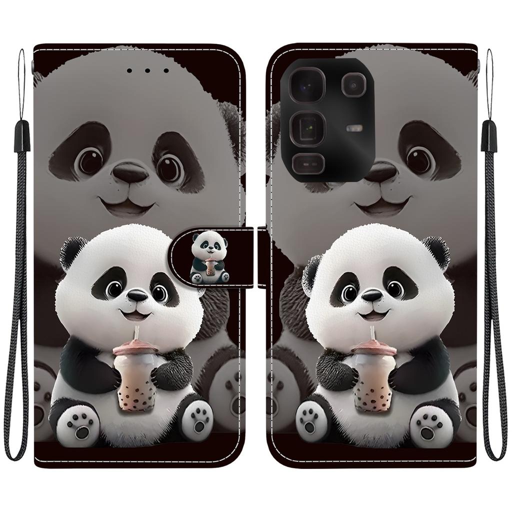 Handgefertigte PU-Leder-Flip-Hülle für Infinix Note 50 Pro+ (X6856) Rutschfeste Stoßfeste Hülle mit Handschlaufe & Herz/Rose Katze Designs