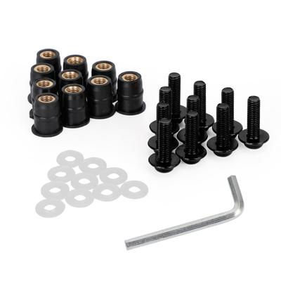 Motocyklový větrný štít Alu šroub M5x16mm podložky sada Černá 10 kusů
