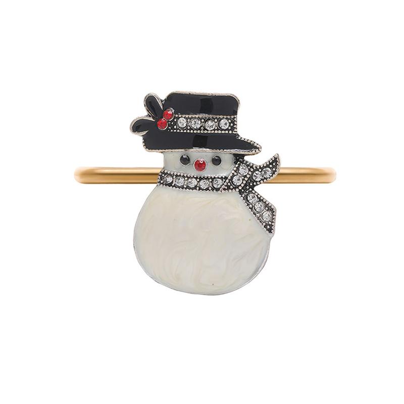 Christmas Napkin Ring Metal Xmas Bell Elk Napkin Holder Flower Wreath Rings Wedding Banquet Hotel Table Decoration Accessories