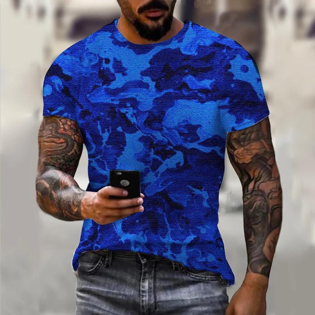 Fashionable New Camouflage Hip-Hop Pattern Men's Printed T-shirt Casual Round Neck Comfortable Short Sleeved Top