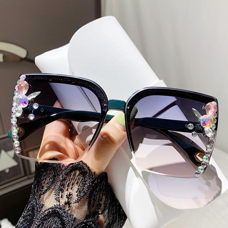 Korean Rhinestone Slimming Sunglasses - UV Protection Crystal Inlaid for Women.