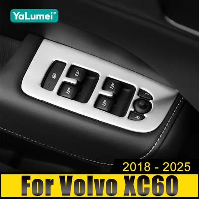Embellecedor de cubierta de botón de interruptor de elevación de ventana para panel de reposabrazos de puerta de coche de acero inoxidable para Volvo XC60 2018 2019 2020 2021 2022 2023 2024 2025