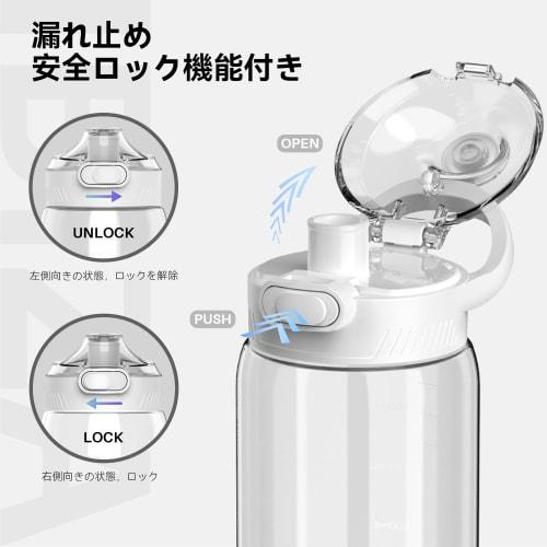 SANTECO Water Bottle, 1000ml, 1 Liter, BPA-Free, Ultra-Lightweight, Portable, Stylish, Easy To Clean, with Carry Handle, White