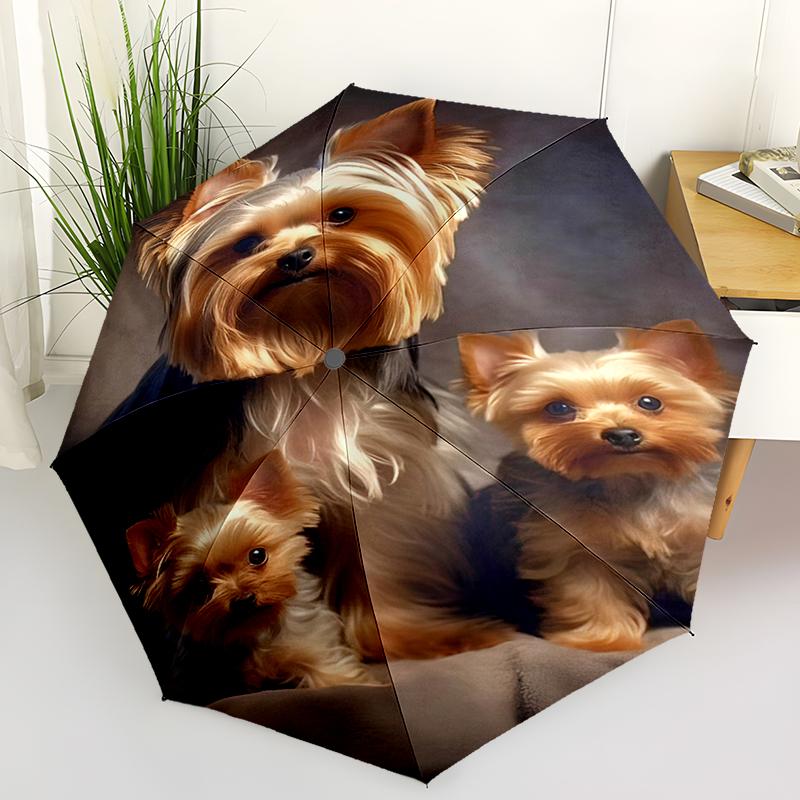

1pc Cute dog pattern Umbrella Portable Folding Umbrella Iron Frame Hole Bone Structure Outdoor Home Umbrella