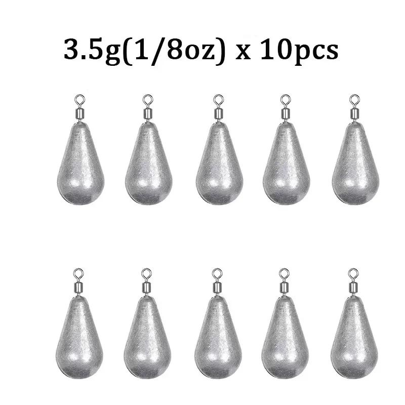 10pcs/lot Fishing Weight Sinkers 3.5g 5g 7g 10g 14g 20g Soft Bait Sinker Bass Fishing Tackle Accessories