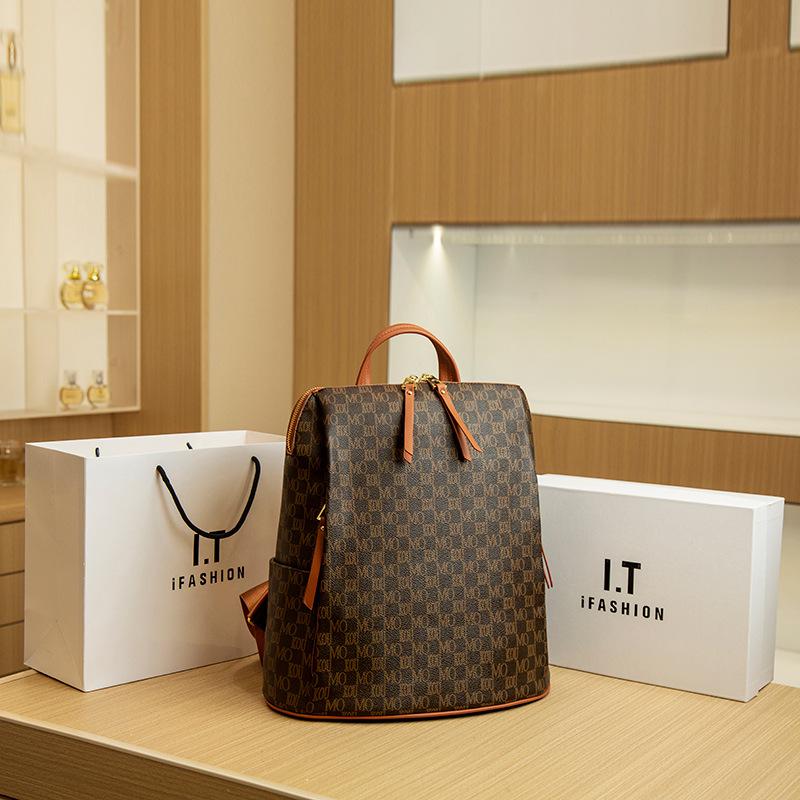 

Рюкзак женский новый универсальный модный рюкзак текстурированный с принтом большой вместимости школьный рюкзак дорожная сумка женский маленький рюкзак