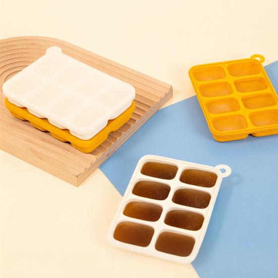 Silicone Ice Cube Tray with Lid 8 Cavities Easy Release Summer Refrigerator Cocktail Whiskey Ice Maker Press Mold Kitchen Supplies