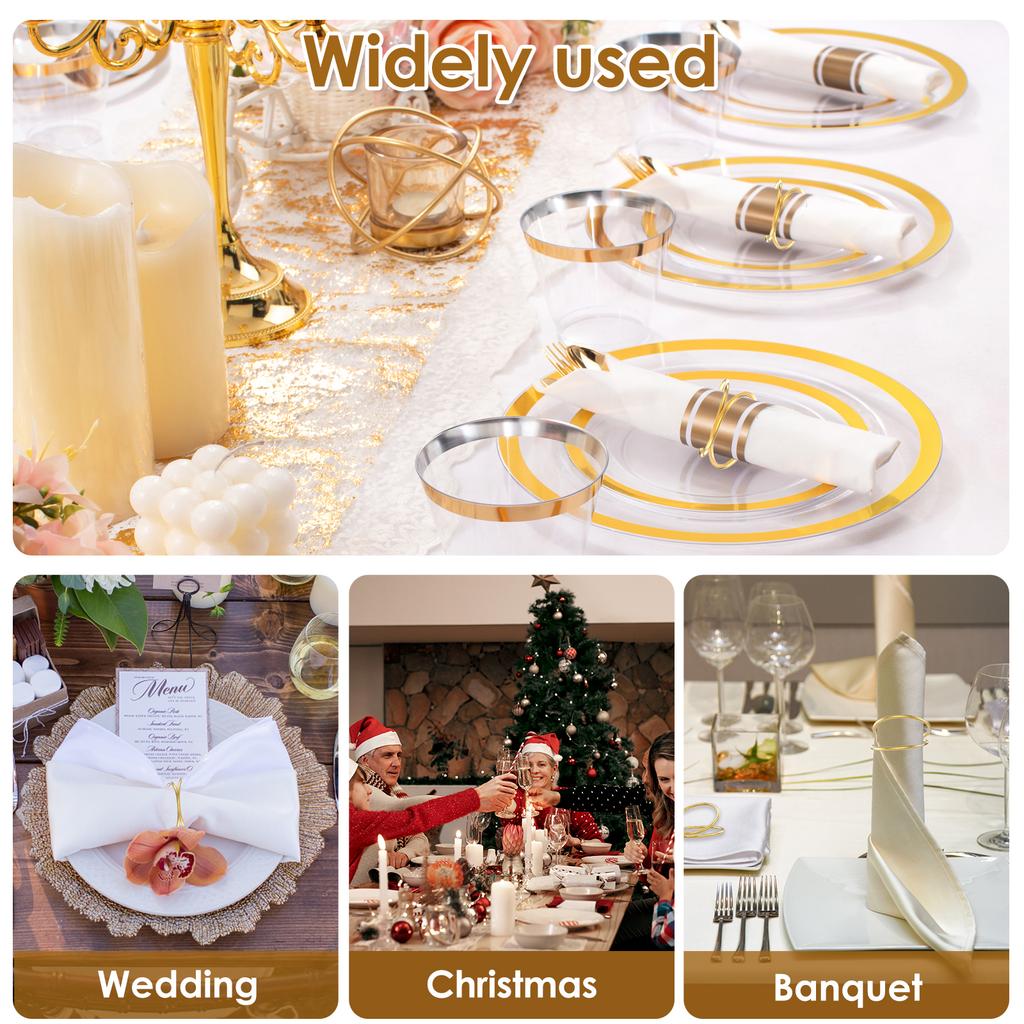 24Pcs Luxury Gold Napkin Ring Holder Decorative Dinner Table Serviette Buckle For Home Christmas Wedding Party Banquet Supplies