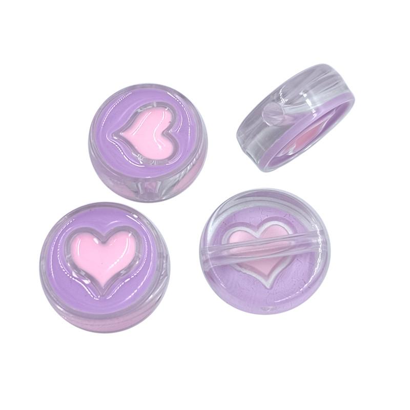 

DIY For Pendant Heart Strawberry Jewelry Making Loose Beads Necklace Bracelet 4Pcs Wholesale 24mm Round Heart фиолетовый