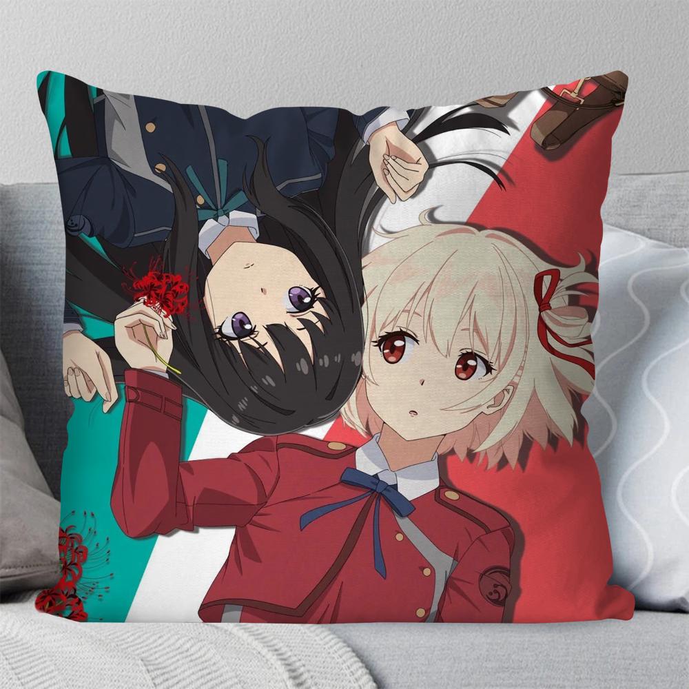 Lycoris Recoil Animation Pillow Case Square Pillow Bedroom Sofa Leisure Comfort Cushion Car Living Room Home Decoration 40X40