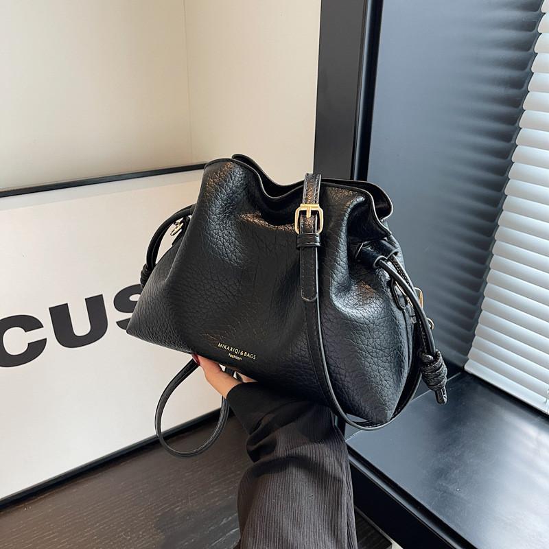 Urban Minimalist Pu Bucket Bag With Drawstring Closure For Daily Commuting Women