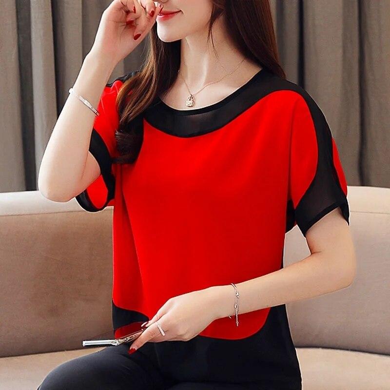 Fashion Women Blouses Women Blouse Shirt Short Sleeve Casual Chiffon Blouse Women Shirts Womens Tops and Blouses