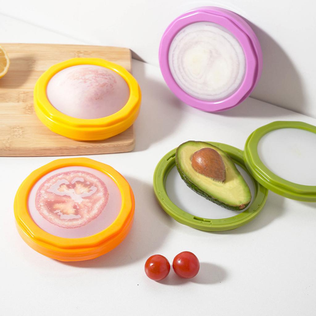 4PCS Fruit Storage Box Silicone Reusable Airtight Vegetables Storage Containers for Fridge Garlic Onions Lemon