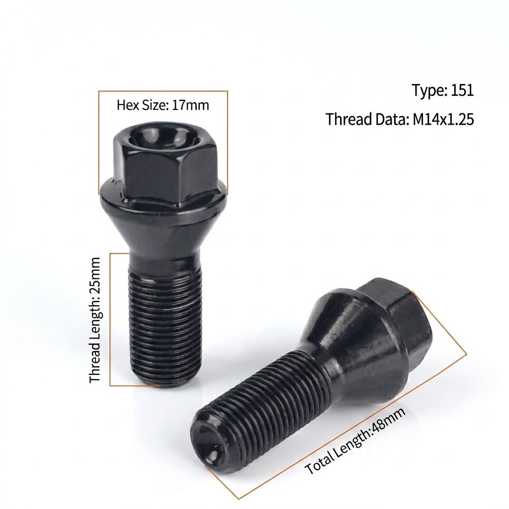 M14x1.25 M12x1.5 M14x1.5 Wheel Lug Bolts for BMW 1 3 5 7 Series X1 X3 X5 X6 MINI Car Hub Steel Screws 36136781150 36136781151