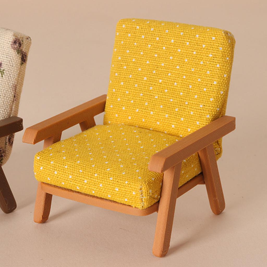 Realistic 1/12 Scale Dollhouses Sofa Soft Cloth Cover Wooden Base Simple Couch Model Furniture Accessory