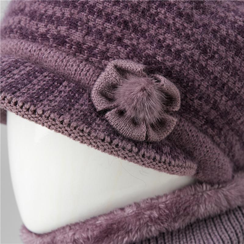 Autumn and winter hats Women's knitted hats Fleece warm wool hats Cold-proof cotton hats