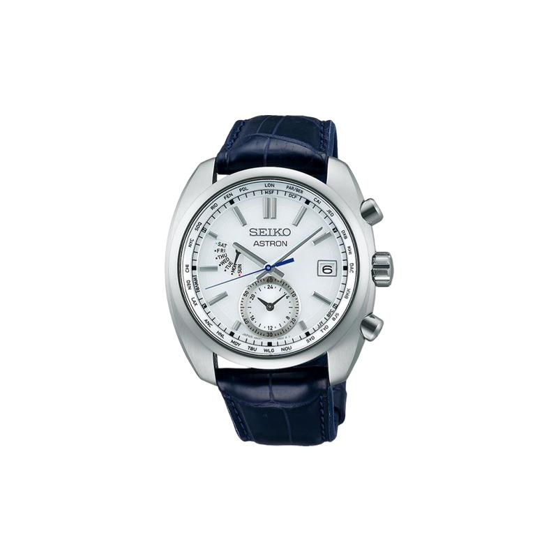 

SEIKO Astron Solar Luminous 100 Meters Waterproof Solar Quartz Genuine Leather Strap Men s Watch White Dial SBXY021 синій