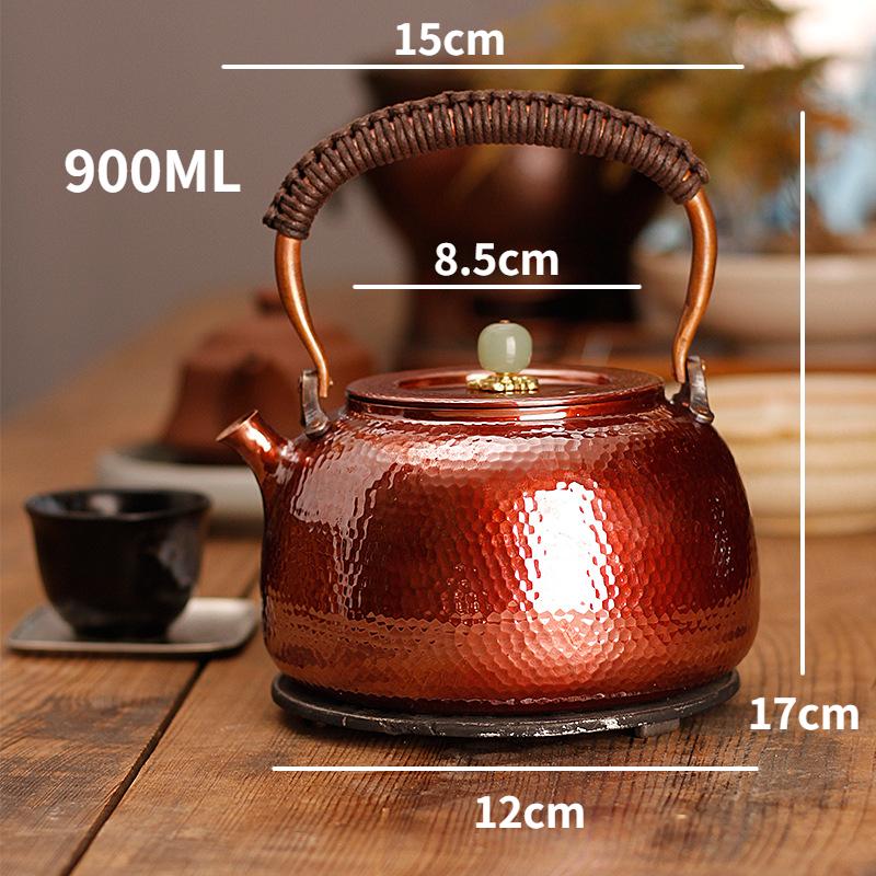 Large Capacity Copper Teapot Vintage Boiling Teapot Household Uncoated Purple Copper Boiling Water Tilting Kettle