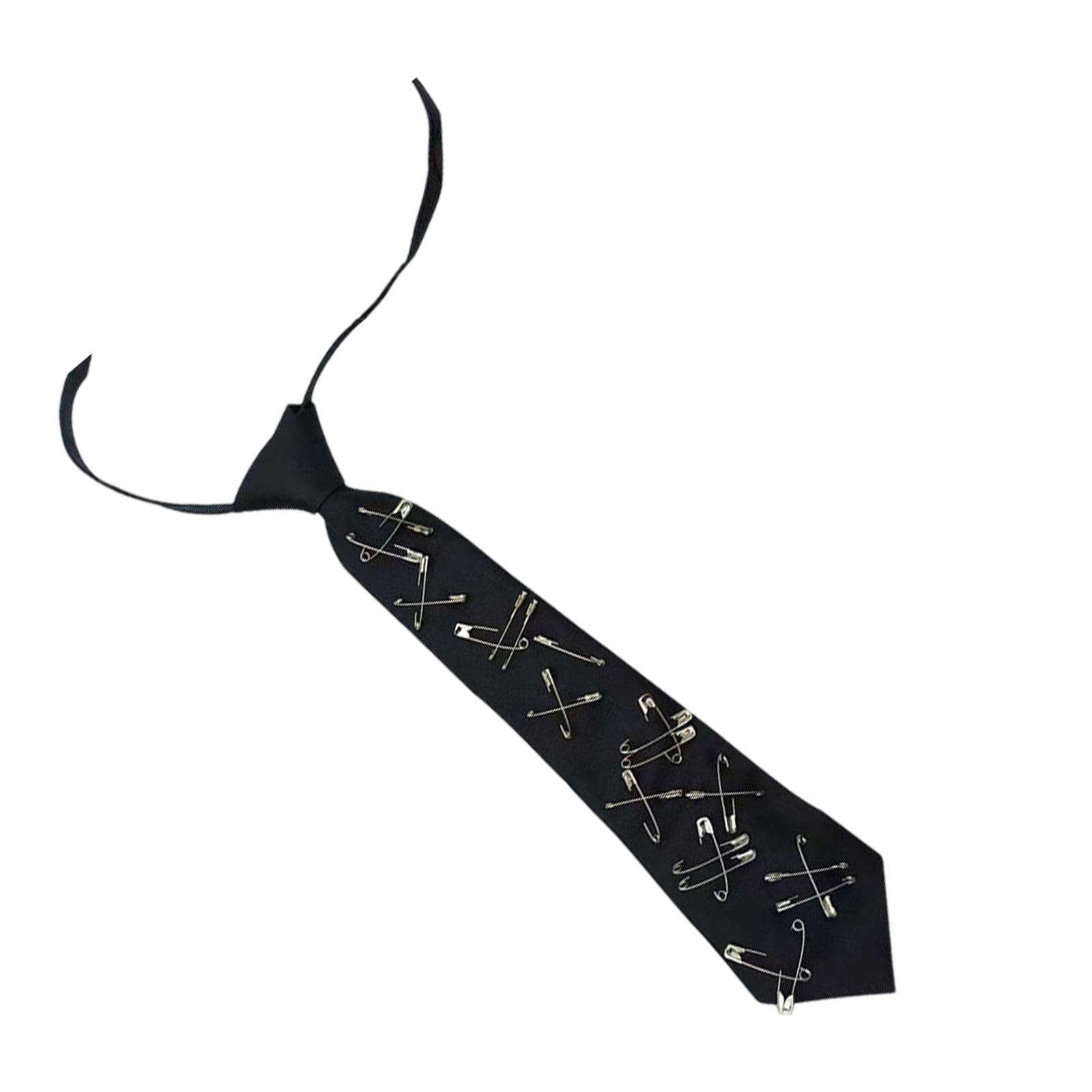 

Галстук Y2K для тематической вечеринки, галстук без узла с булавками, галстук для рубашки для школьного мероприятия, для повседневного использования, аксессуар для униформы чёрный