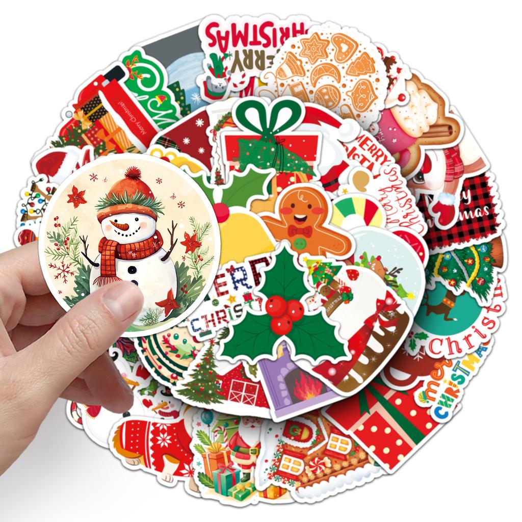 50 Christmas Doodle Stickers Personalized Cartoon Cute Holiday Decoration Mobile Phone Case Water Cup Creative Stickers