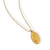 Retro Style Niche Design Fashionable Portrait Oval Pendant Necklace, Titanium Steel Plated 18K Gold Collarbone Chain